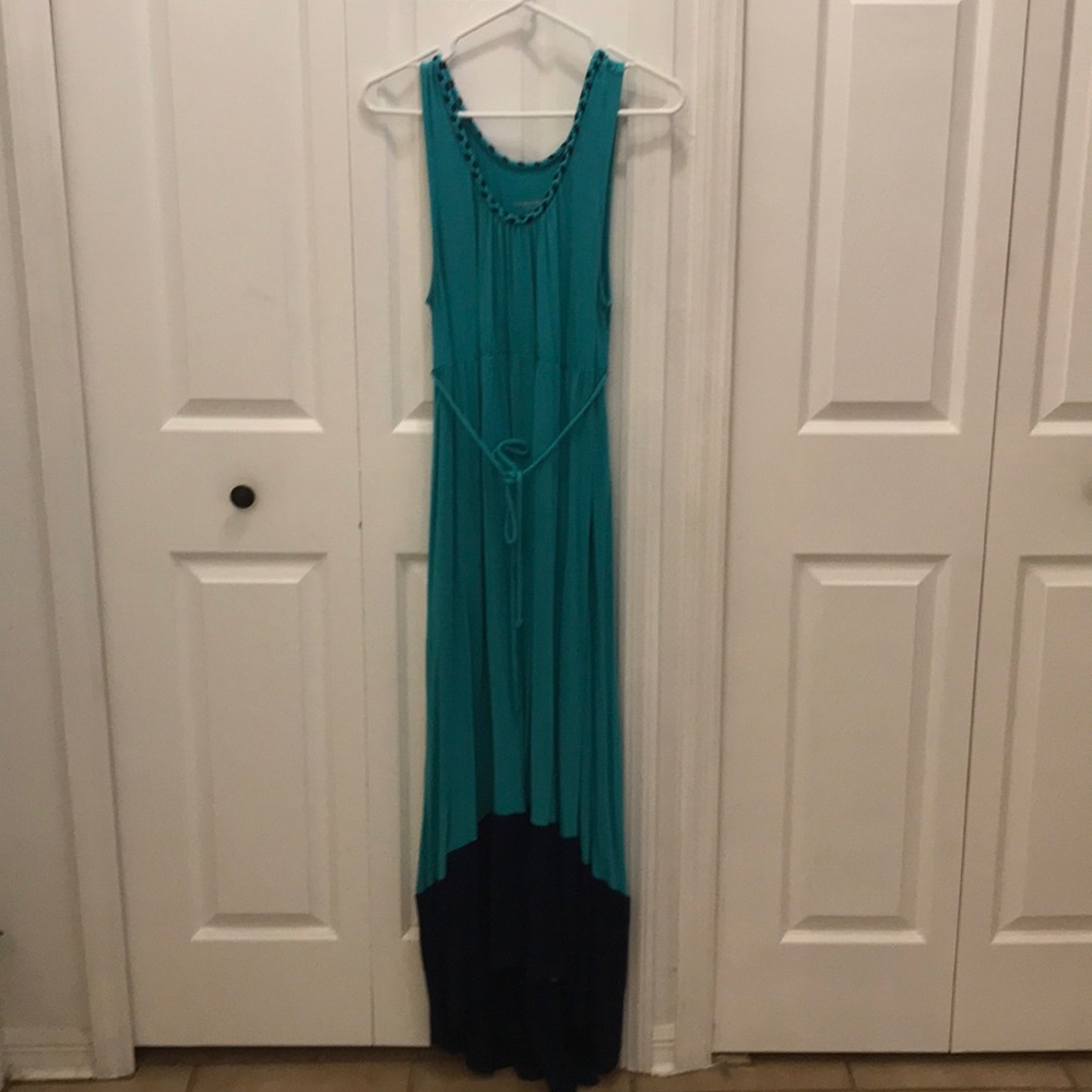 Liz Lange Maternity Teal Navy Hi Low Maxi Dress